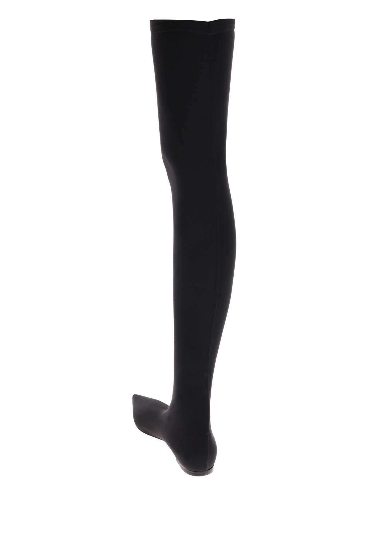 Stretch Jersey Thigh-high Boots  - Black