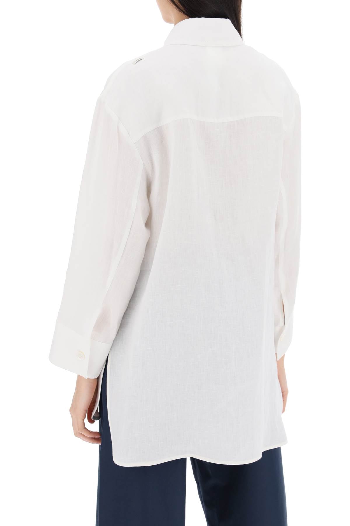 Daria Linen Shirt With Three-quarter Sleeves  - White