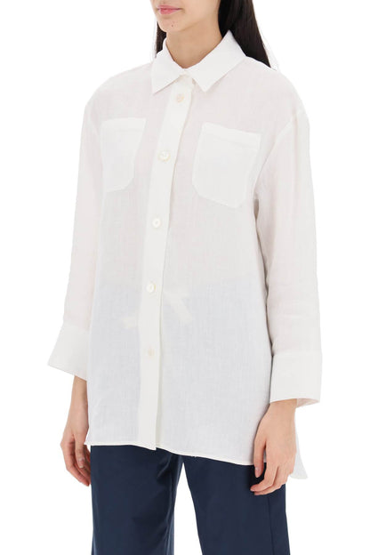 Daria Linen Shirt With Three-quarter Sleeves  - White