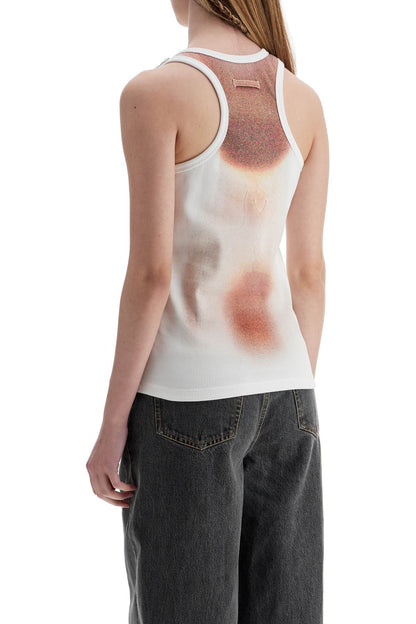 White Cotton Top With Leather Print Le Classique  - White