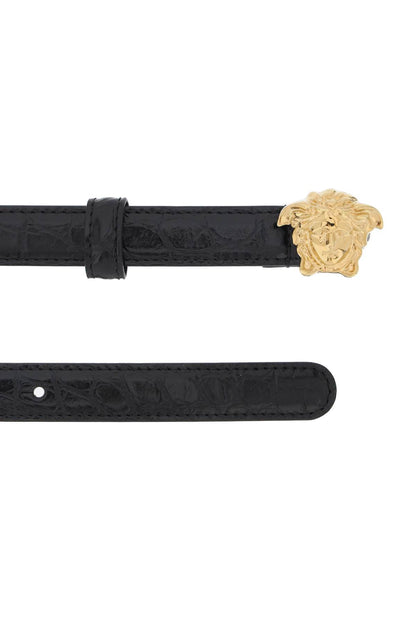 La Medusa Croco-embossed Belt  - Black