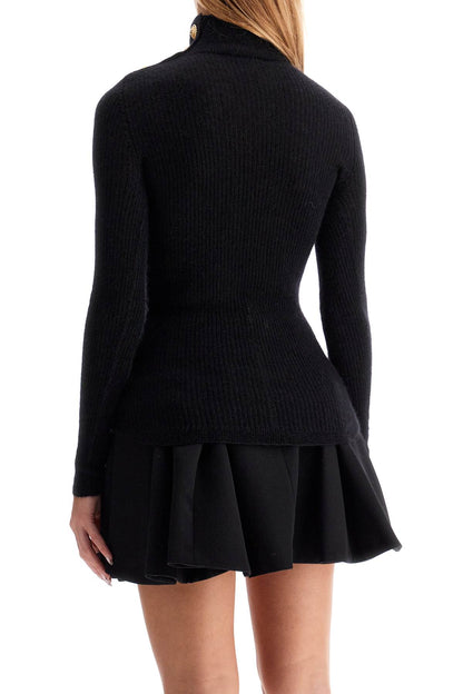 Mohair Sweater With Embossed Buttons And  - Black