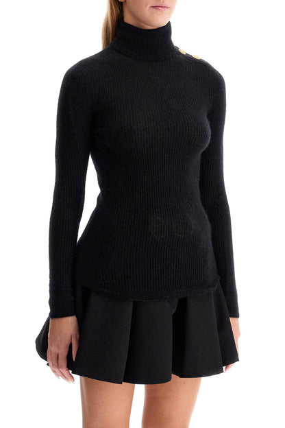 Mohair Sweater With Embossed Buttons And  - Black