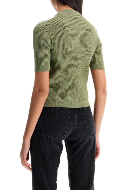 Short-sleeved Cardigan With Emb  - Green