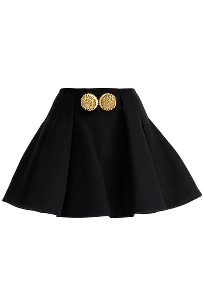 Pleated Mini Skirt With Snail  - Black