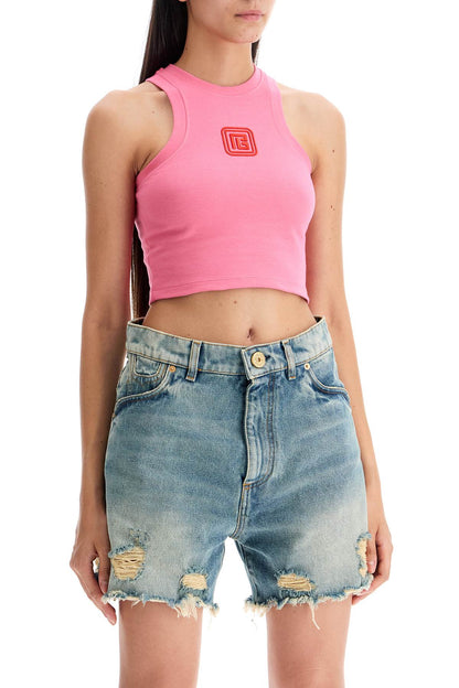 "embroidered Crop Top With  - Pink