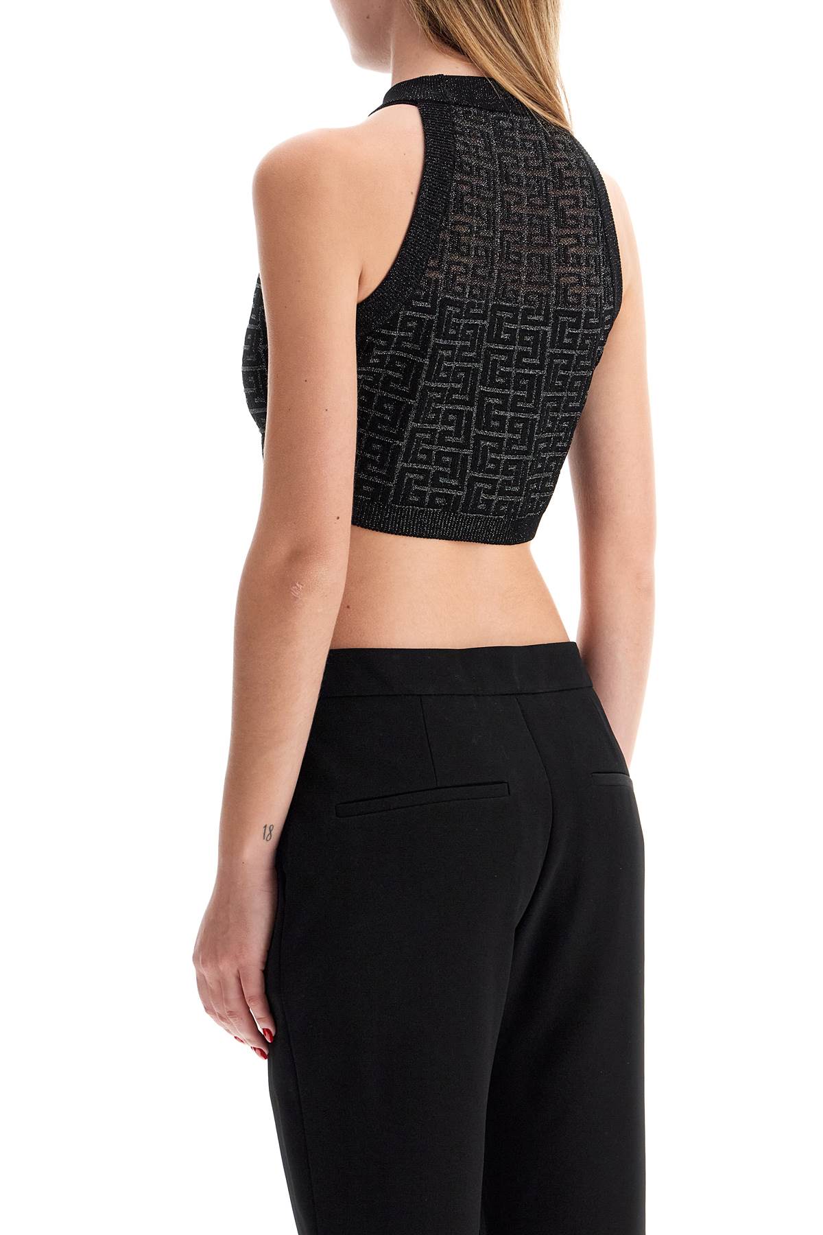 Lurex Crop Top  - Black