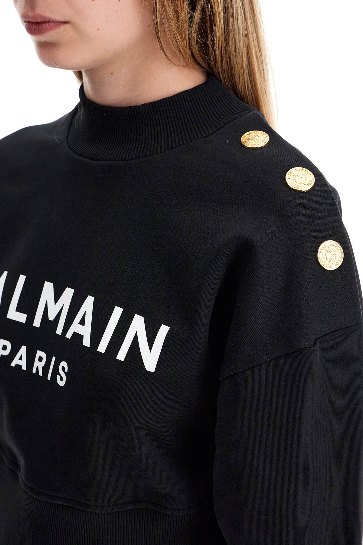 "cropped Sweatshirt With Buttons  - Black