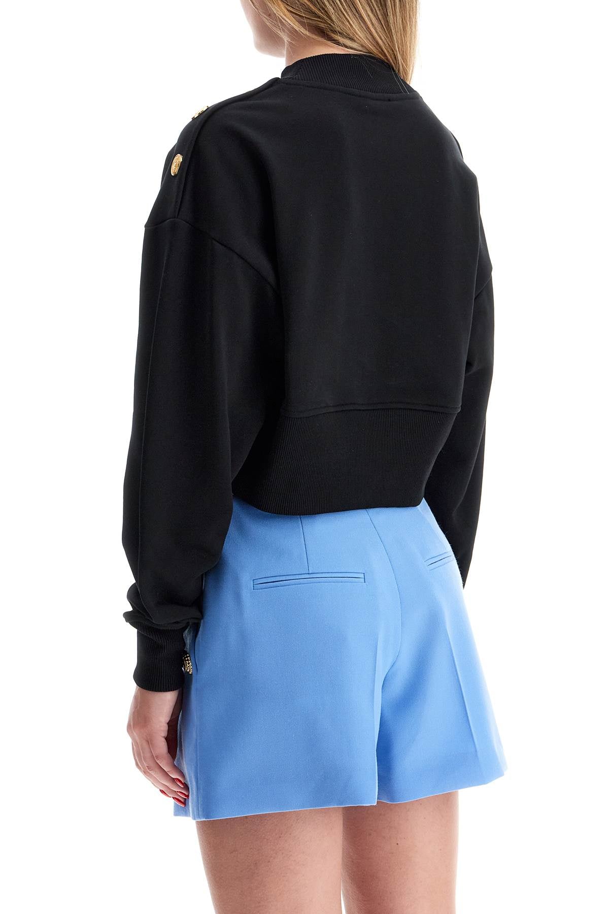 "cropped Sweatshirt With Buttons  - Black