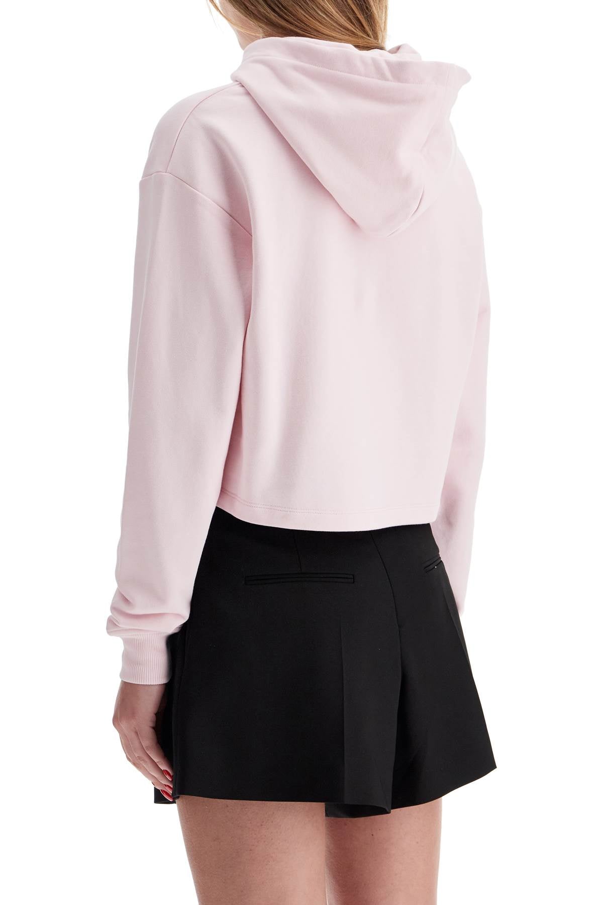 Cropped Hoodie With Hood.  - Pink