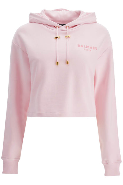 Cropped Hoodie With Hood.  - Pink