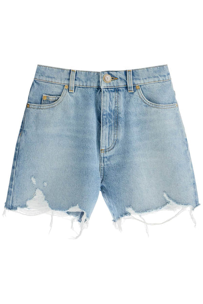 Destroyed Denim Shorts For A Casual  - Blue