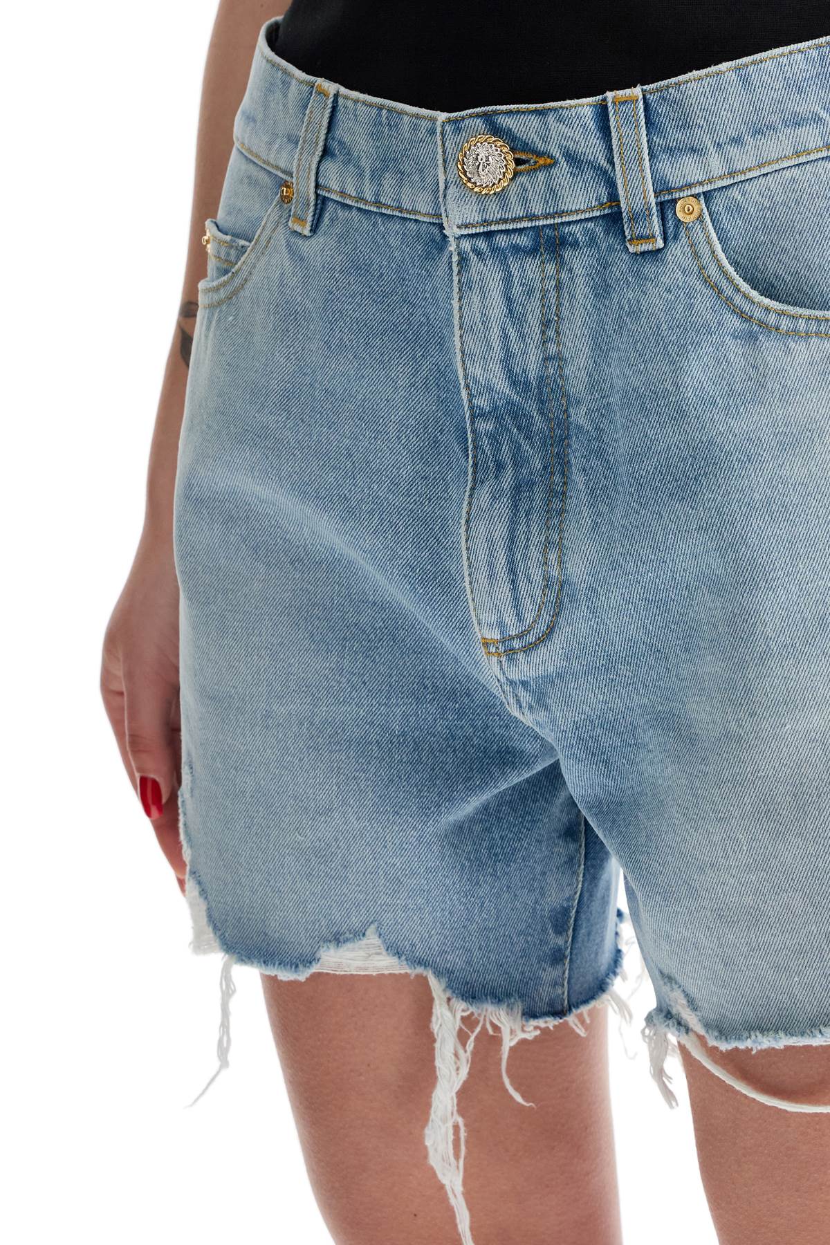 Destroyed Denim Shorts For A Casual  - Blue