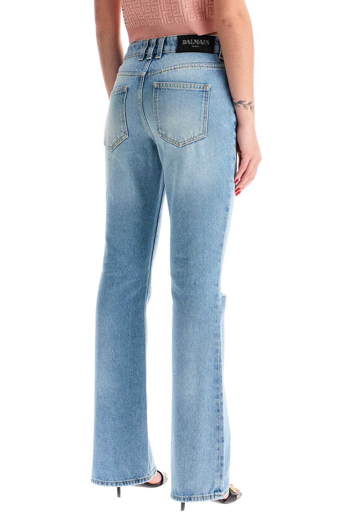 Flare Mid-rise Jeans With  - Blue