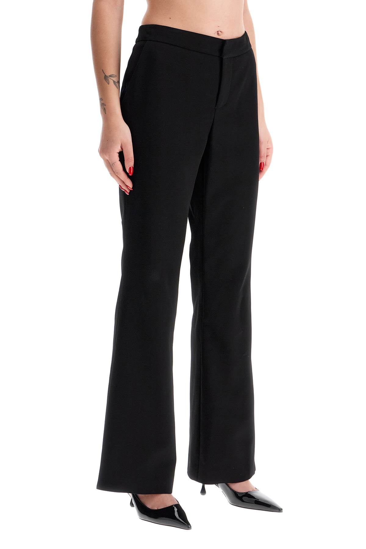 Bootcut Crepe Pants In  - Black