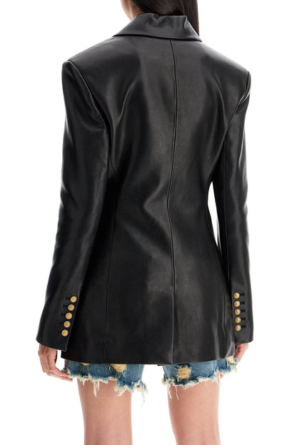 Leather Blazer Jacket  - Black