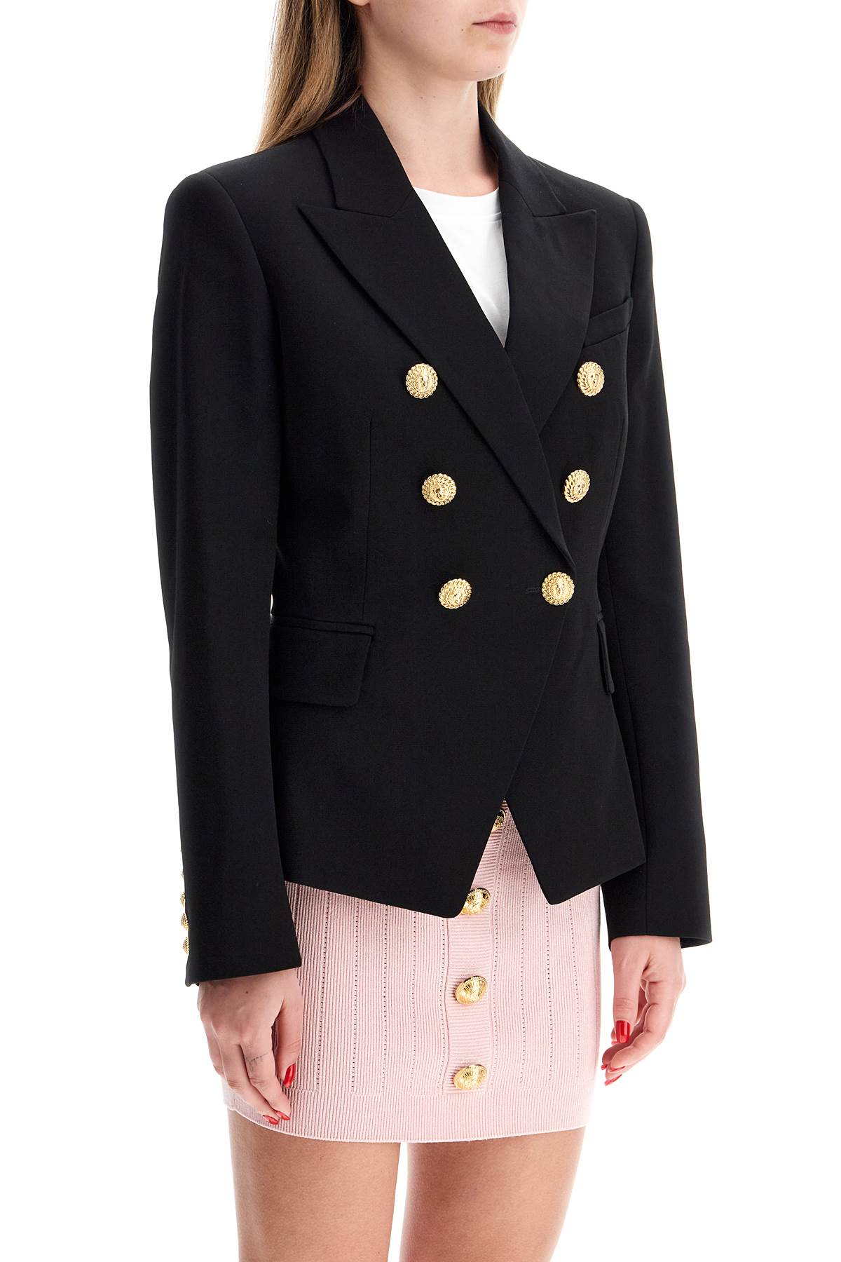 6-button Crepe Jacket For Women  - Black