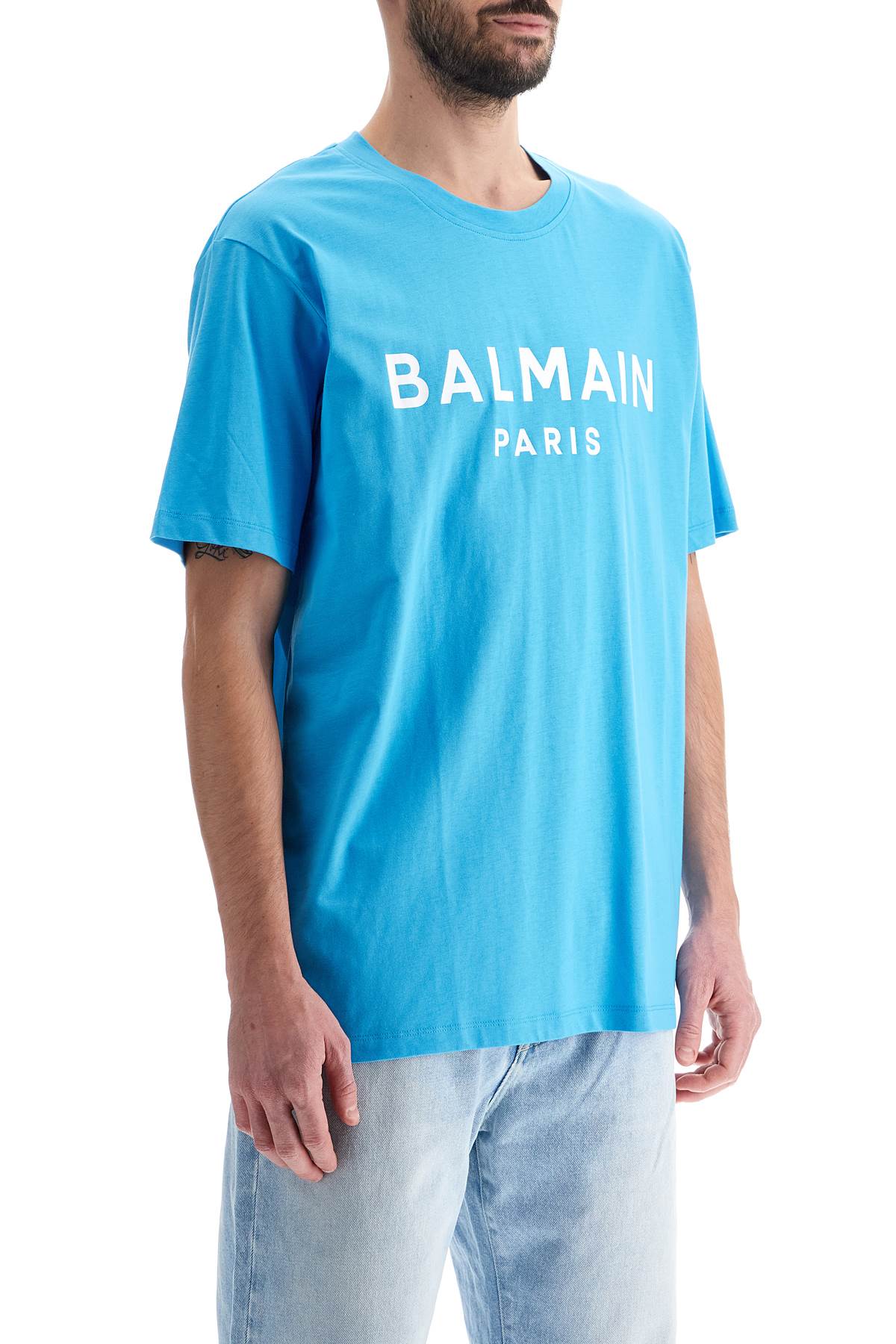 Straight-cut Logo T-shirt  - Light Blue