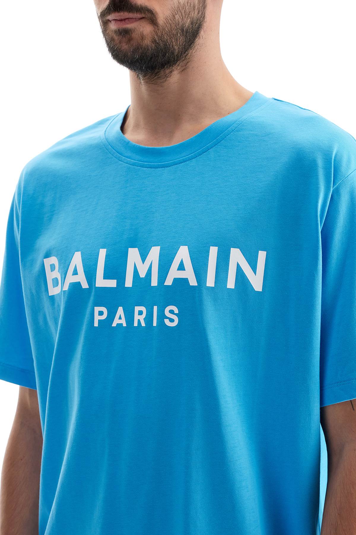 Straight-cut Logo T-shirt  - Light Blue