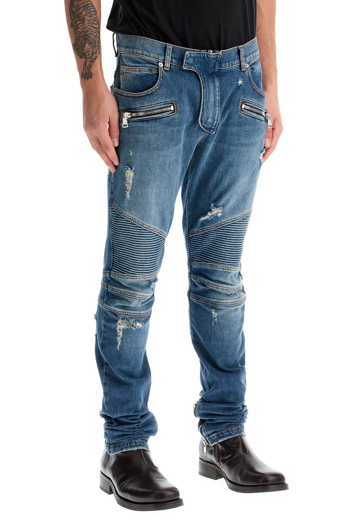 Slim Fit Biker Jeans For  - Blue