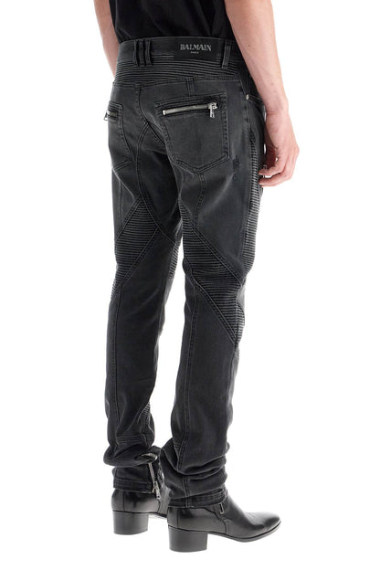 Slim Fit Biker Jeans For  - Black