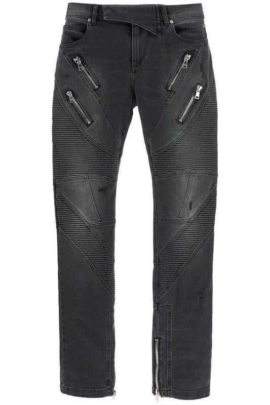 Slim Fit Biker Jeans For  - Black