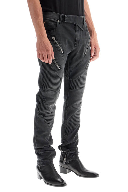 Slim Fit Biker Jeans For  - Black