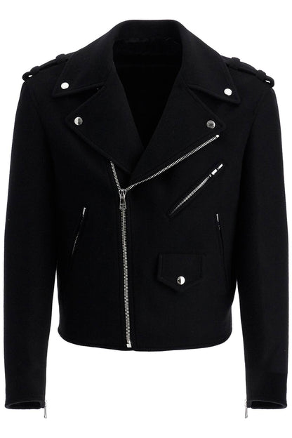 Wool Felt Biker Jacket In  - Black