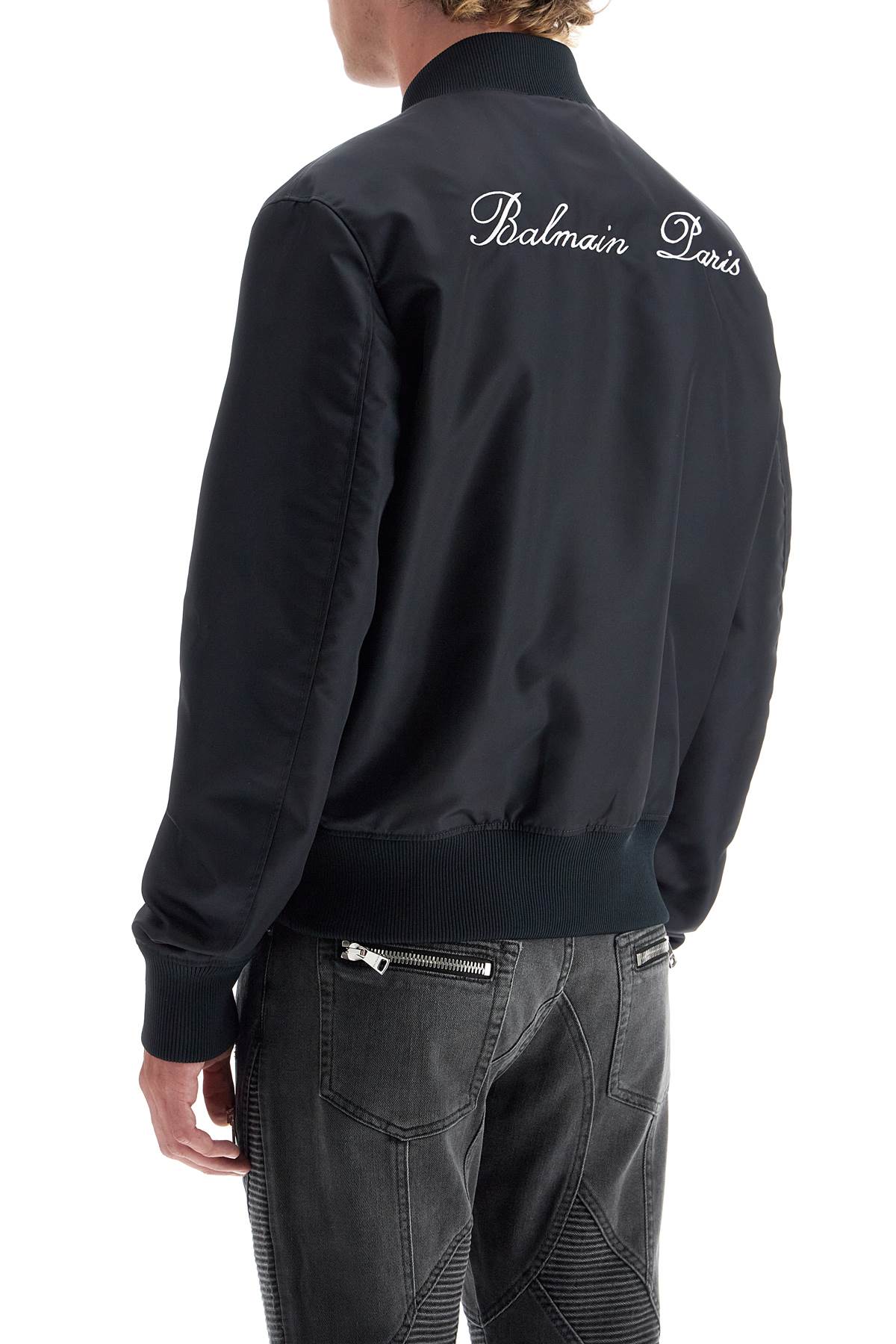 Lightweight Bomber Jacket With Embroidery  - Black