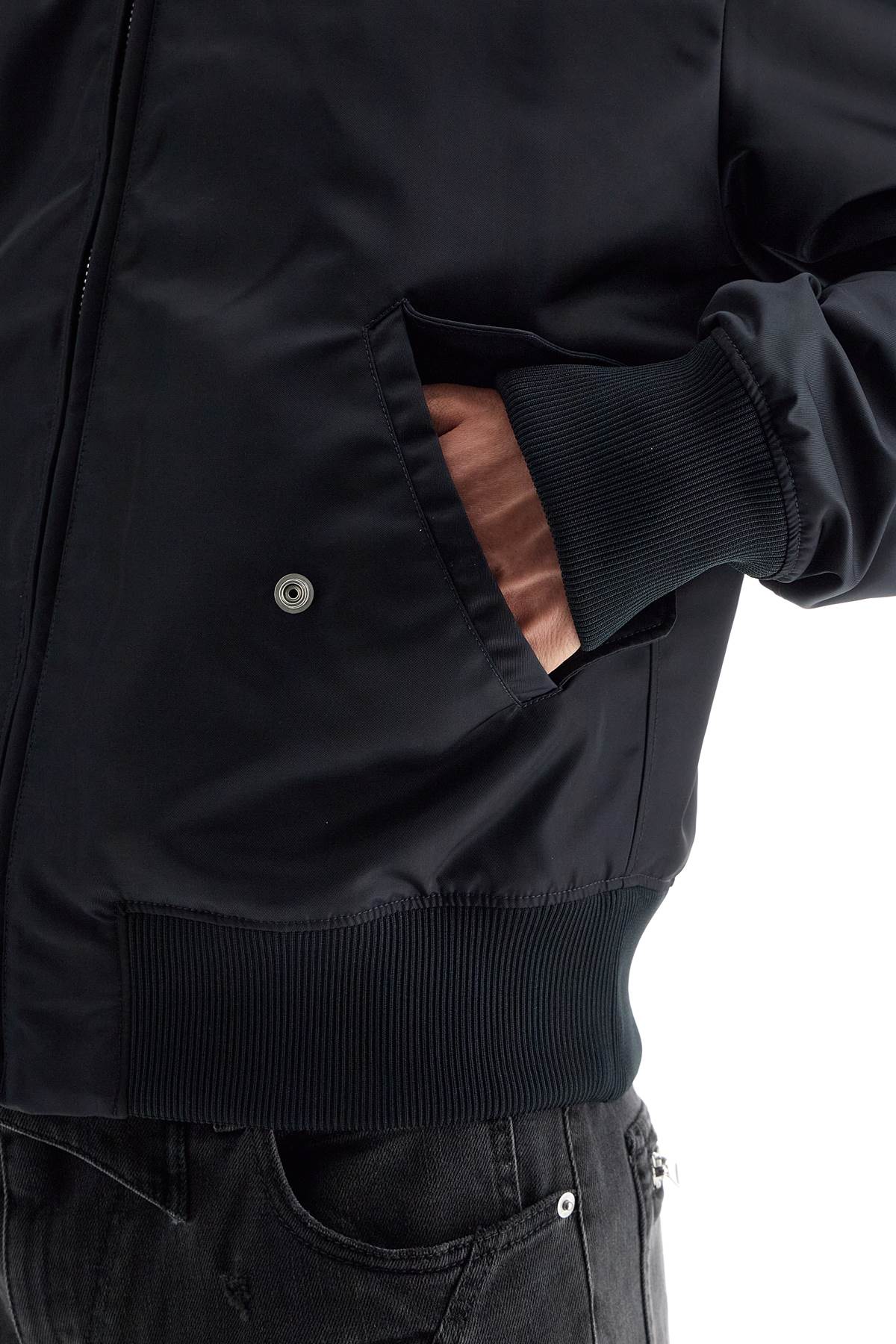 Lightweight Bomber Jacket With Embroidery  - Black