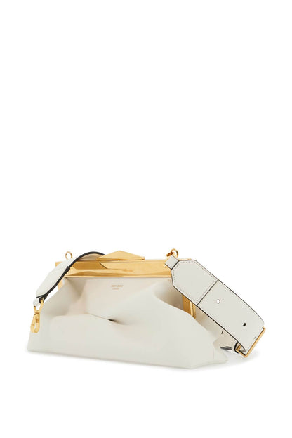 Leather Diamond Frame Clutch  - White