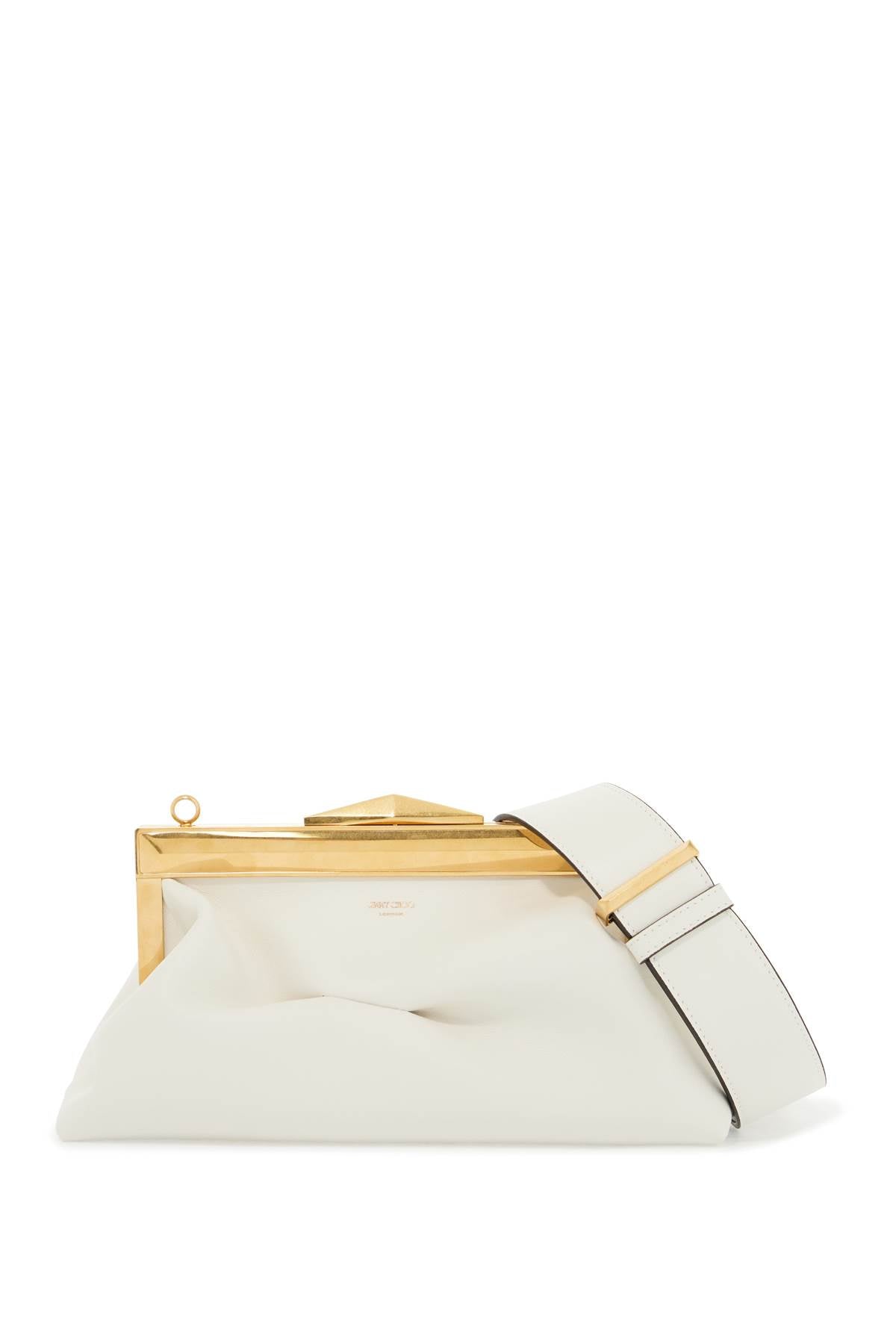 Leather Diamond Frame Clutch  - White