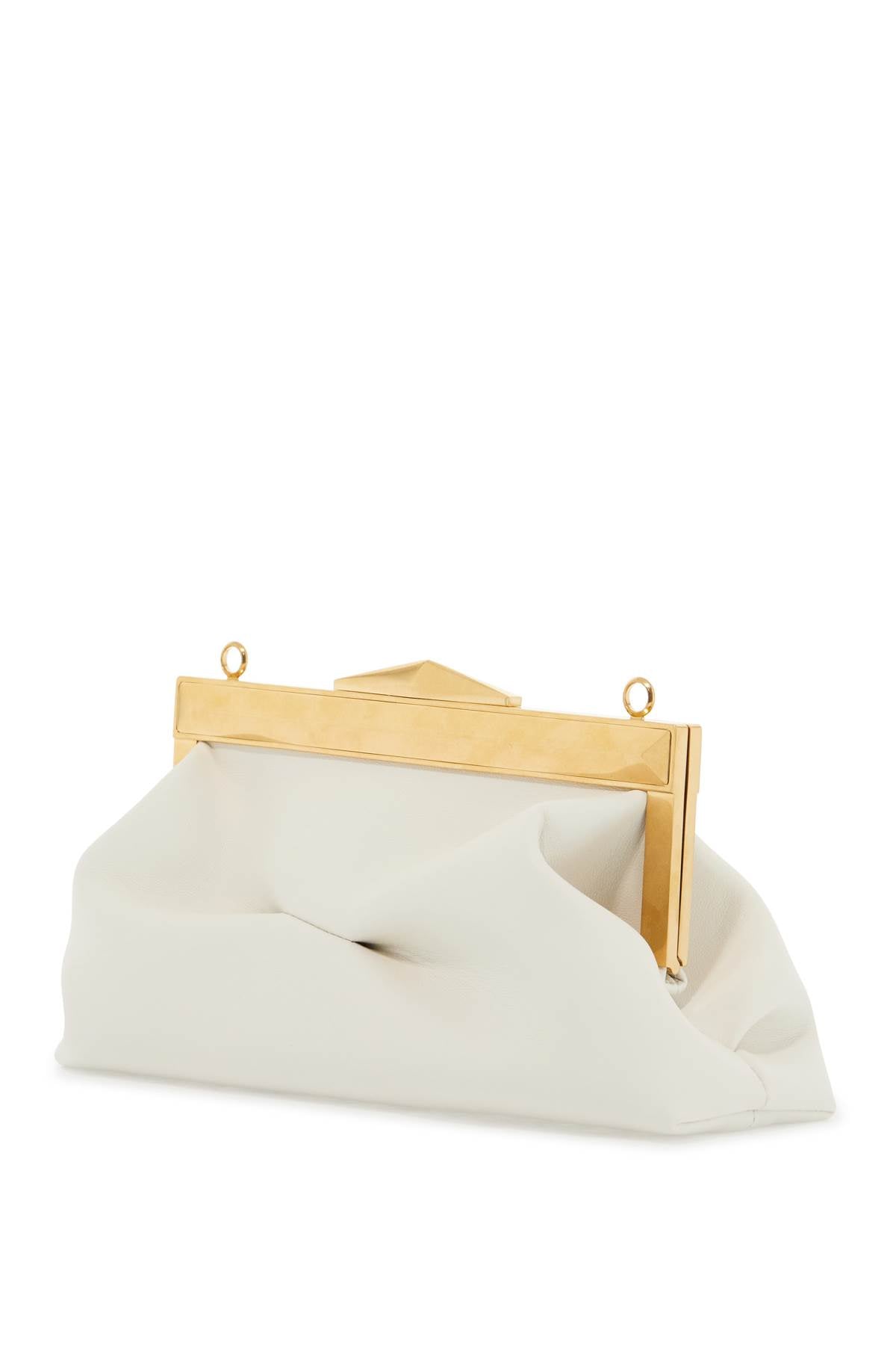 Leather Diamond Frame Clutch  - White