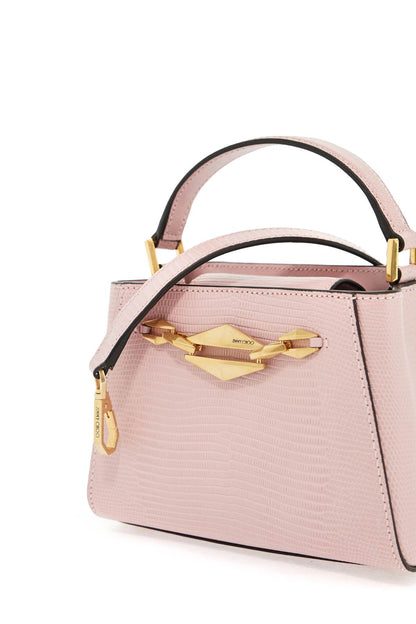 Mini Diamond Link Leather Lizard Print Handbag  - Pink