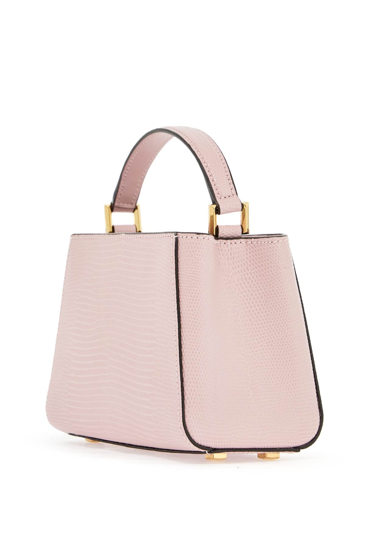 Mini Diamond Link Leather Lizard Print Handbag  - Pink