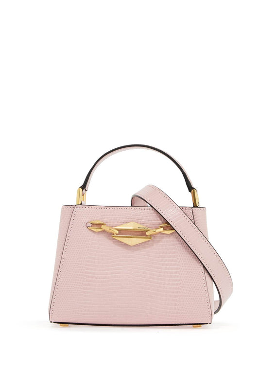 Mini Diamond Link Leather Lizard Print Handbag  - Pink