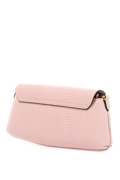 Leather Lizard Print Diamond Shoulder Bag  - Pink