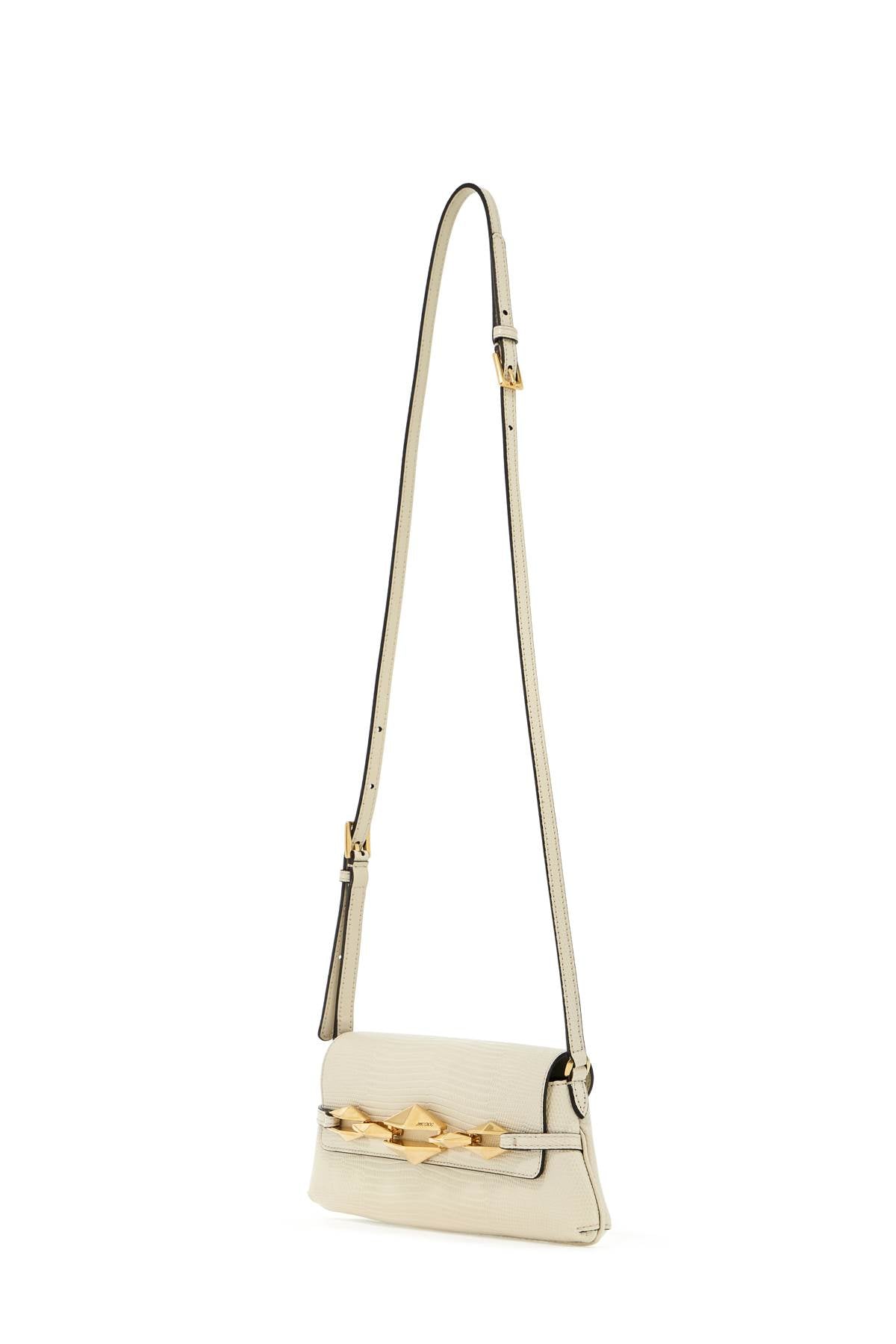 Leather Lizard Print Diamond Shoulder Bag  - Neutro