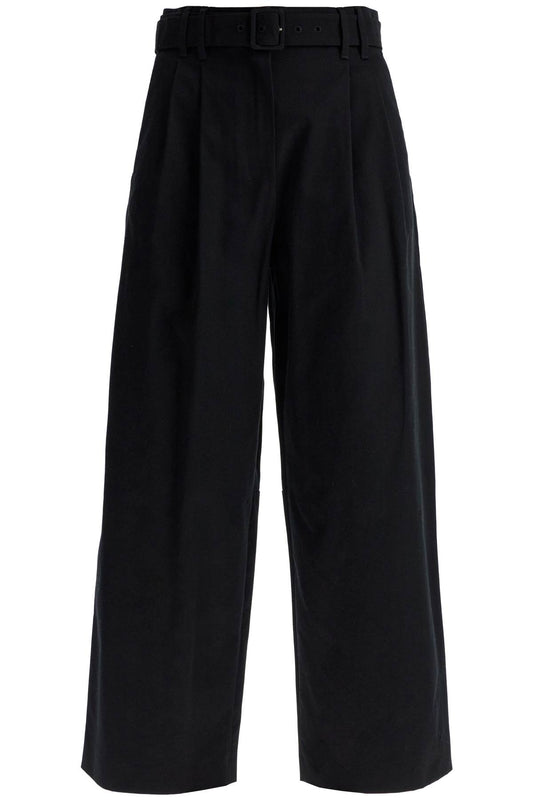 Wide Gabardine Trousers With  - Black