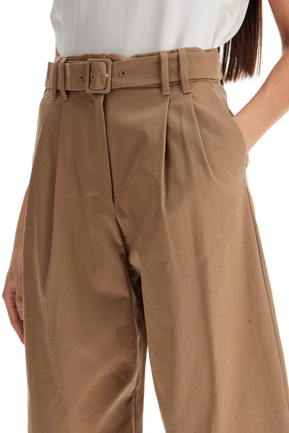 Wide Gabardine Trousers With  - Beige