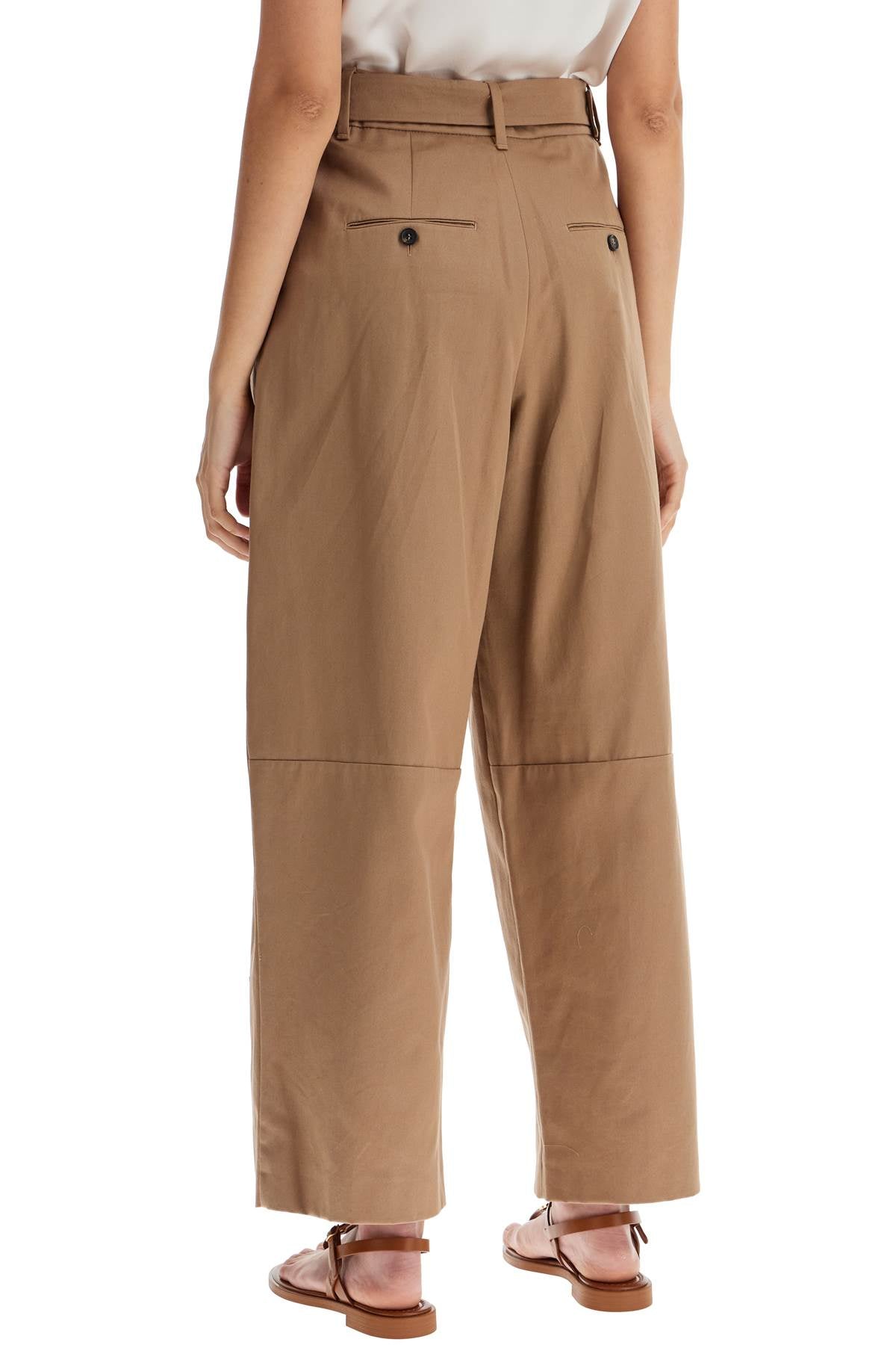 Wide Gabardine Trousers With  - Beige