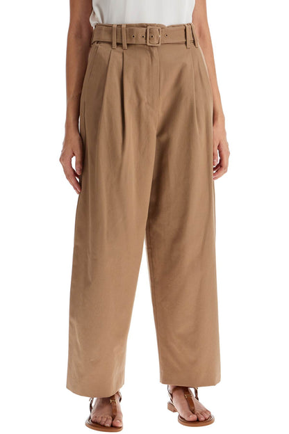 Wide Gabardine Trousers With  - Beige