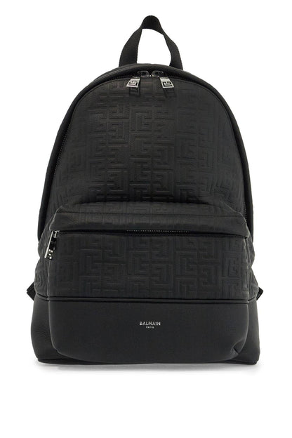 Embossed Leather Backpack  - Black