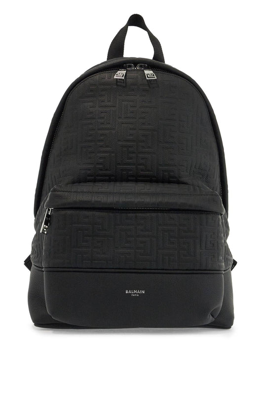 Embossed Leather Backpack  - Black