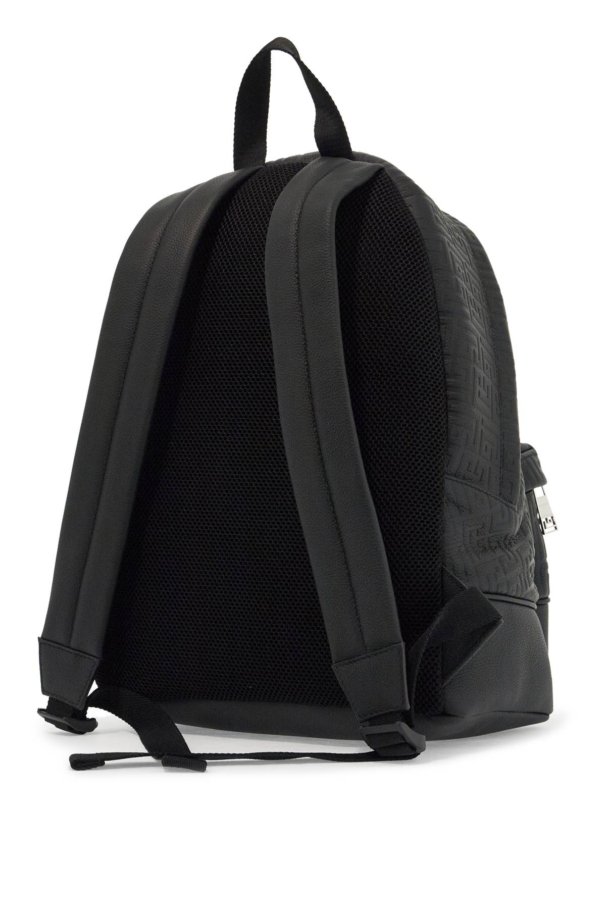 Embossed Leather Backpack  - Black