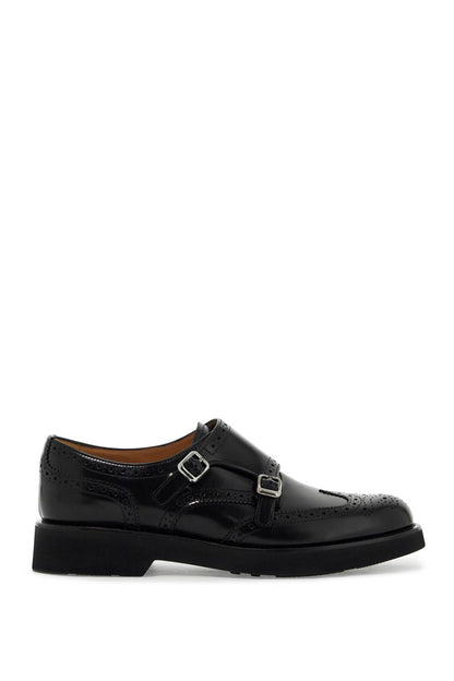 Monk Strap Wool Shoes  - Black