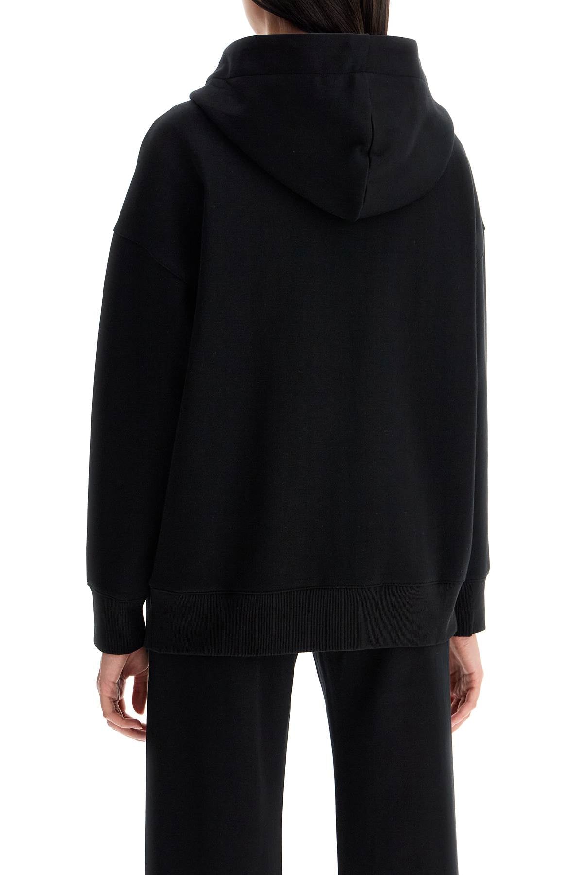 Oversized Hoodie With Double Hood  - Black