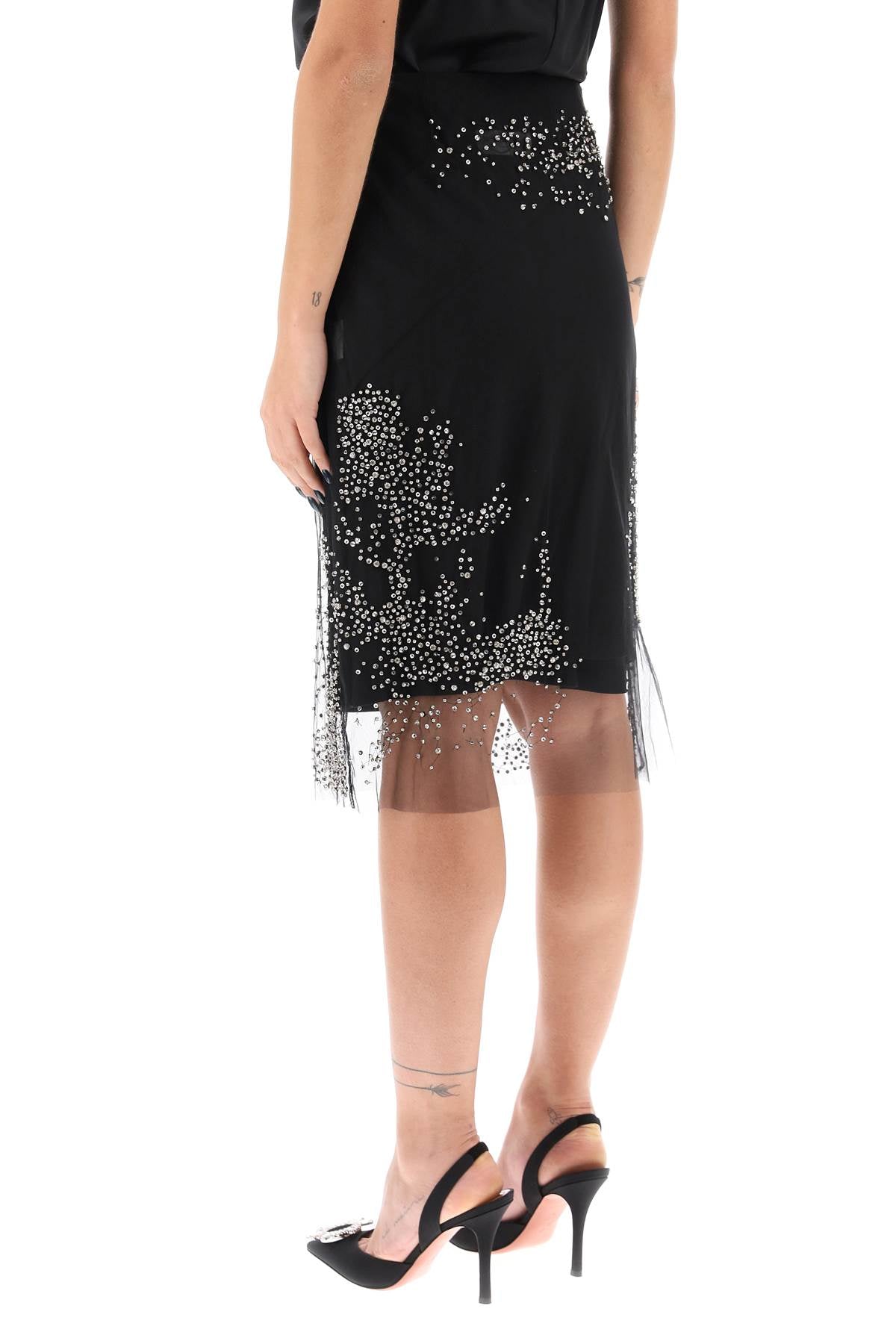 Diamanté Tulle Skirt  - Black