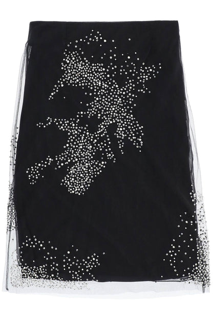 Diamanté Tulle Skirt  - Black