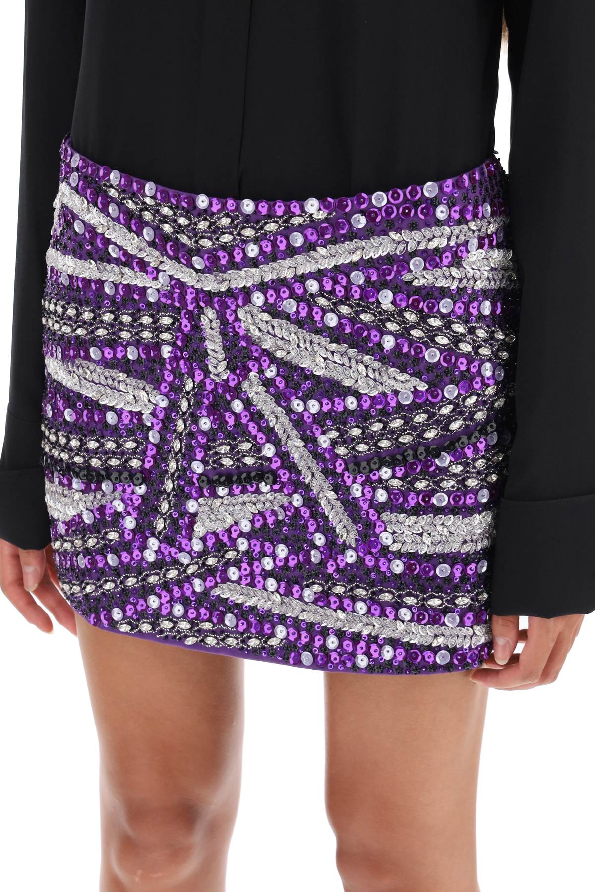 Miniskirt With Appliques  - Purple